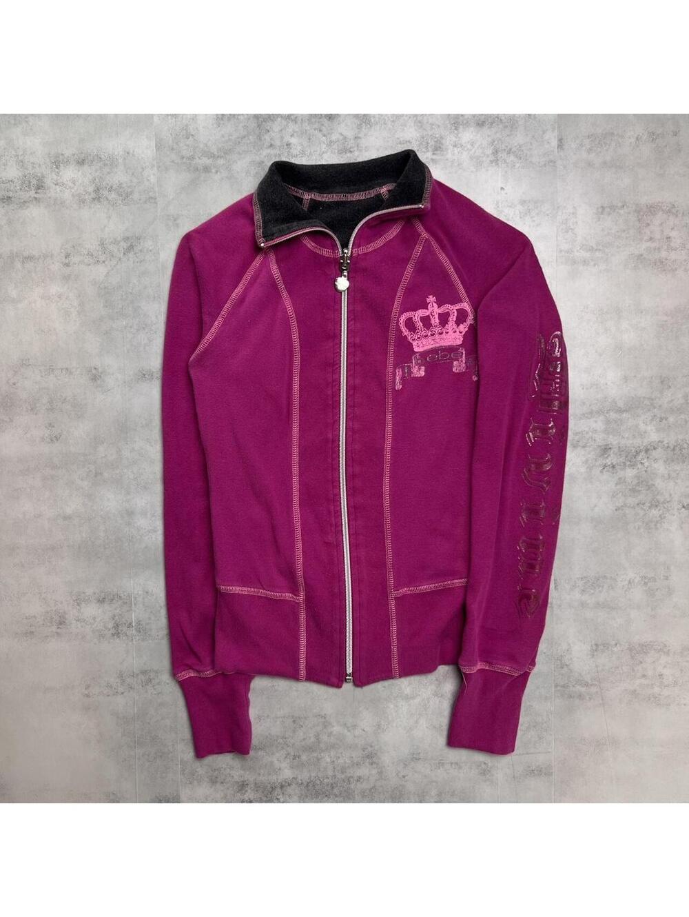 Y2K Pink Bebe Grunge Reversible Gothic Velour Zip Up Jacket